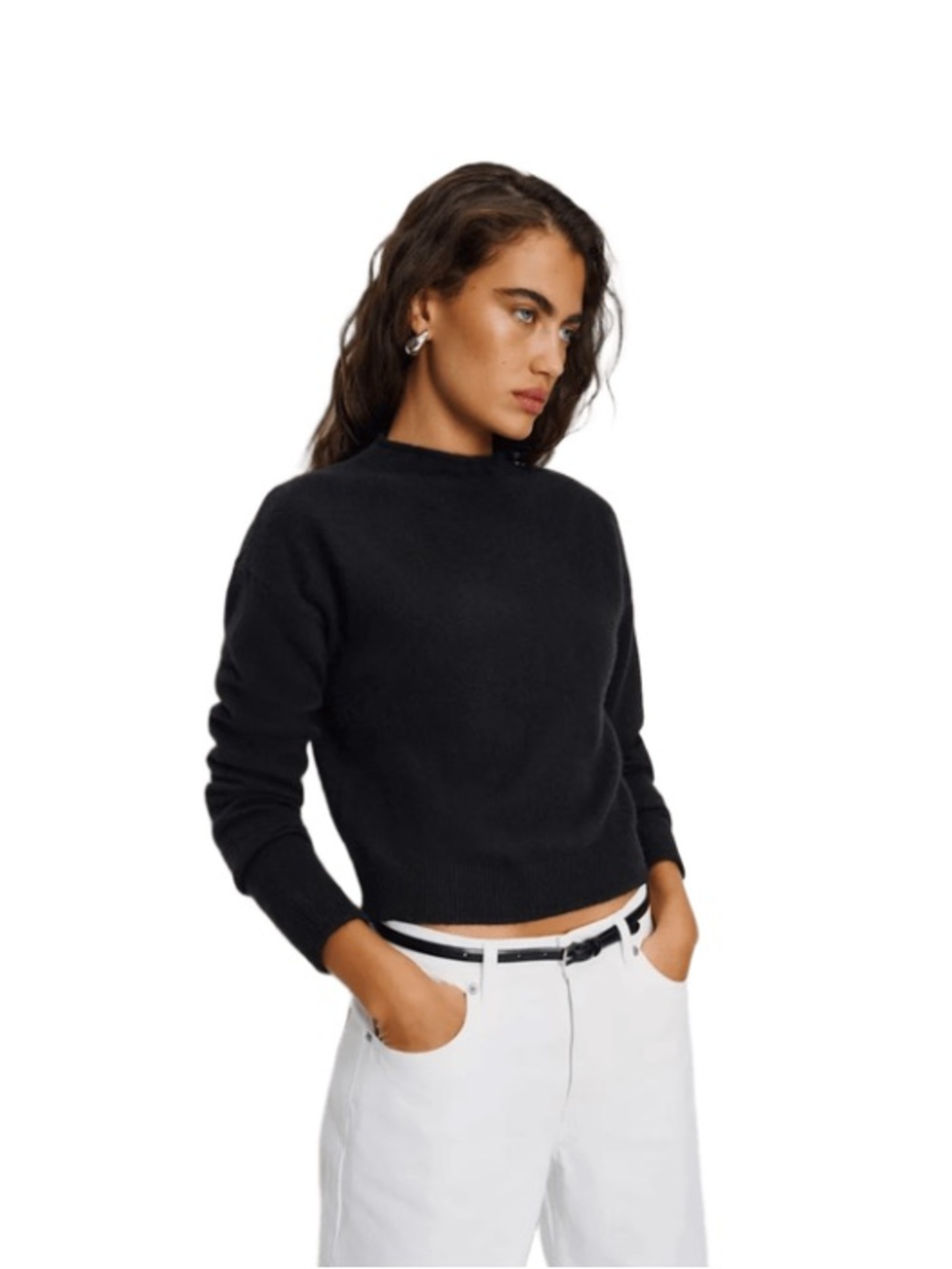 Reformation Monique Cashmere Mockneck In Black